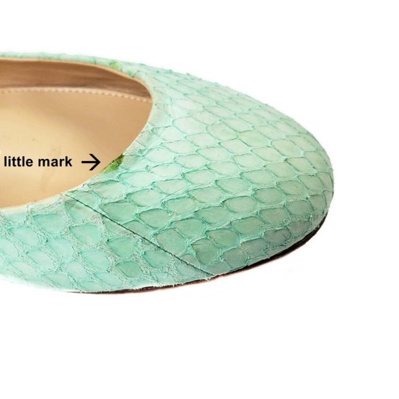 J. CREW Collection Janey snakeskin mint green flats.* Size 7 1/2 * - Picture 6 of 9